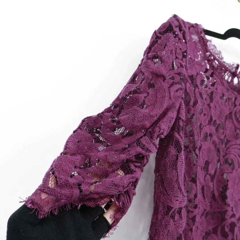 Sundance Lace Top Womens XS Purple‎ Witchy Dark Feminine Boho Event Date Night - Picture 7 of 15
